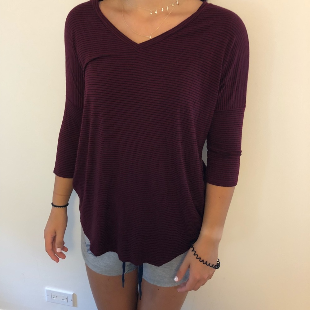 American eagle striped 3/4 sleeve